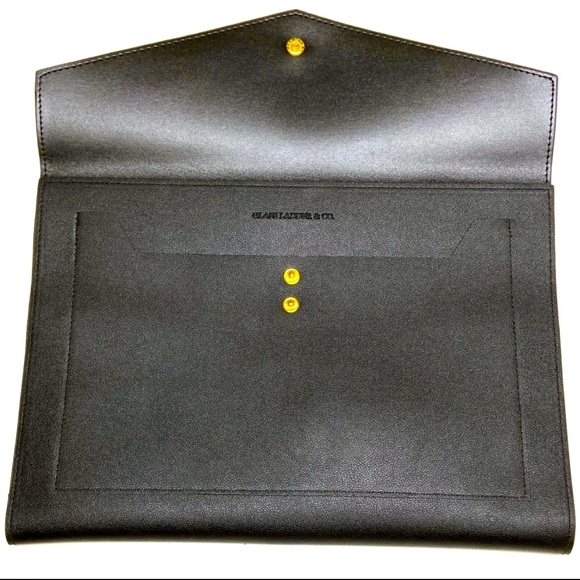 Glass Ladder & Co Megan Black Vegan Leather Clutch Portfolio - Picture 2 of 4